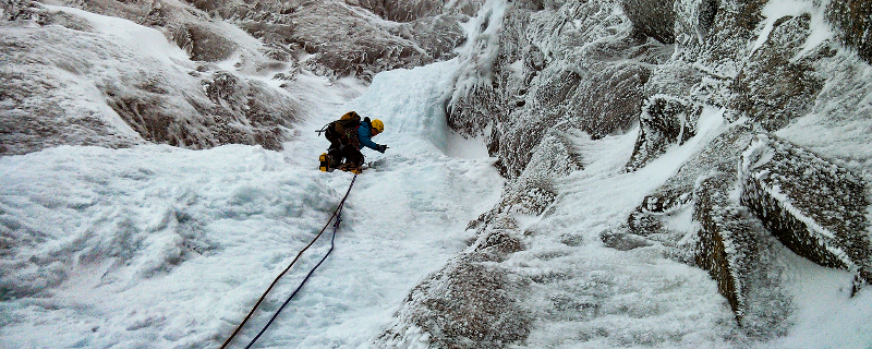 Steeper ice pitches requiring lots of ice screws