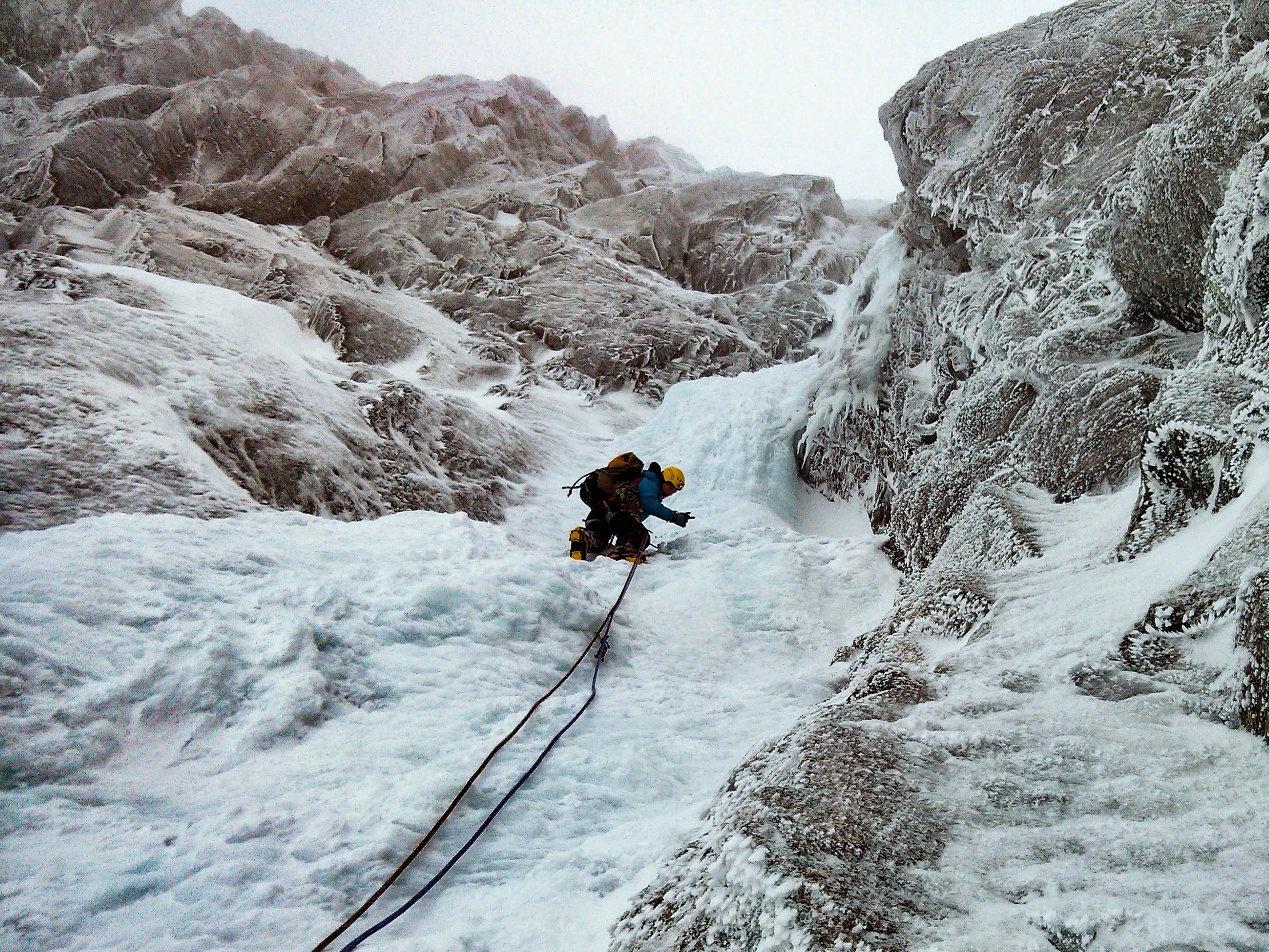 Steeper ice pitches requiring lots of ice screws