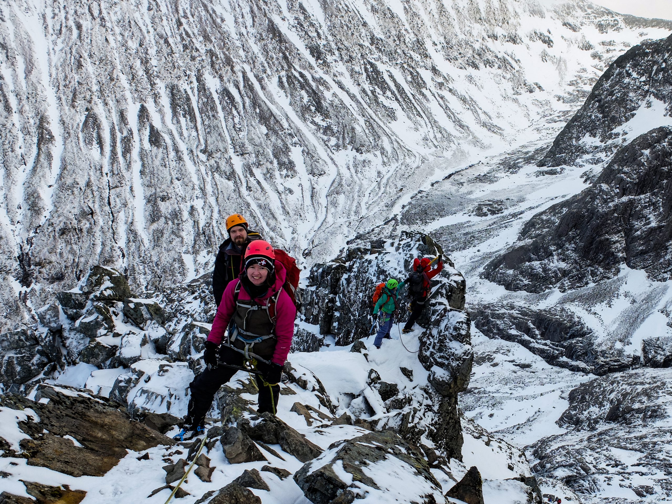 Climbing Ledge Route on Ben Nevis