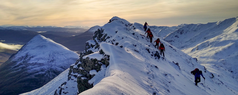 Traversing a ridge line in winter