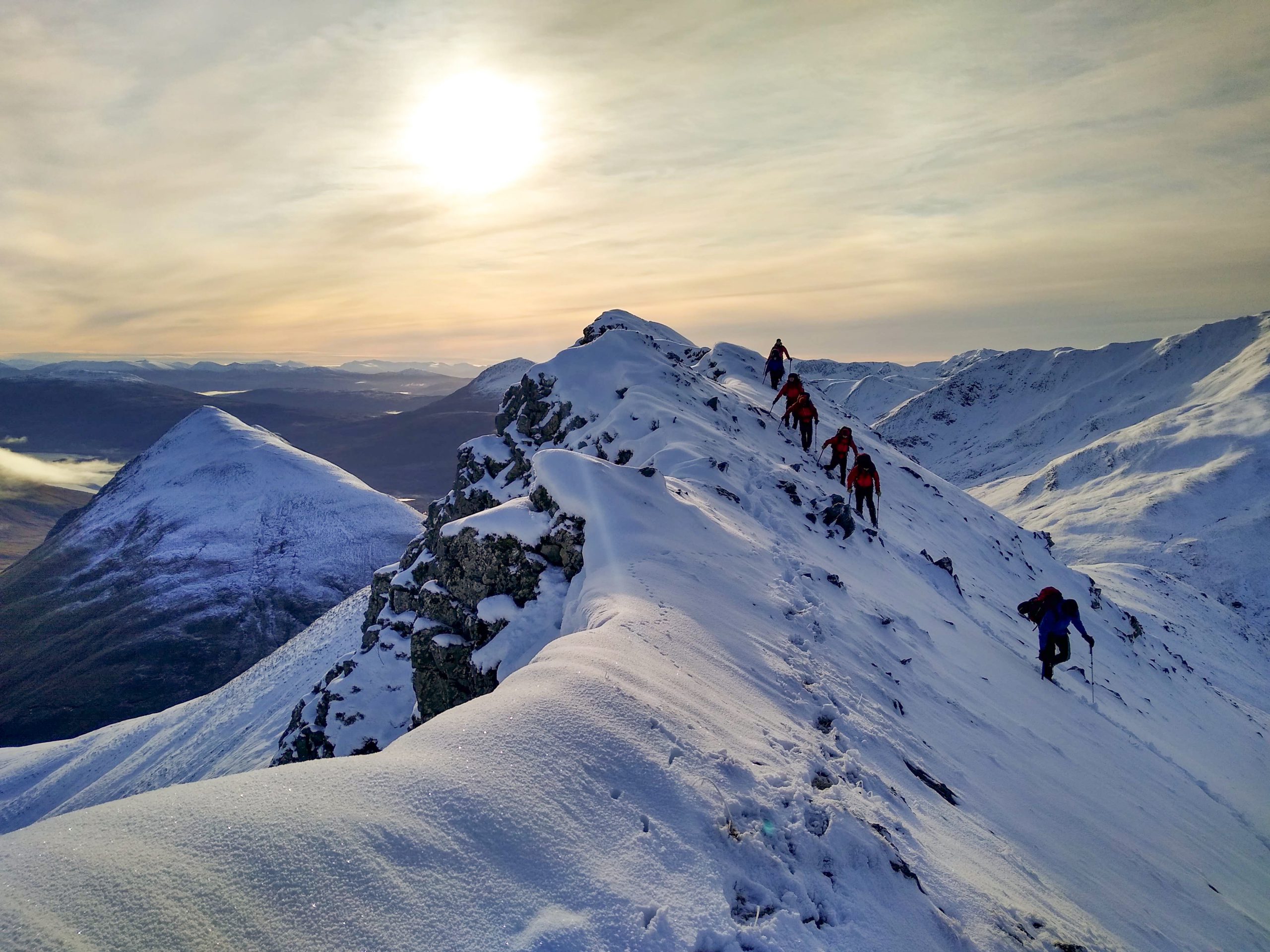 Traversing a ridge line in winter