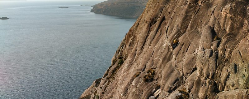 Multi-pitch rock climbing at Diabaig