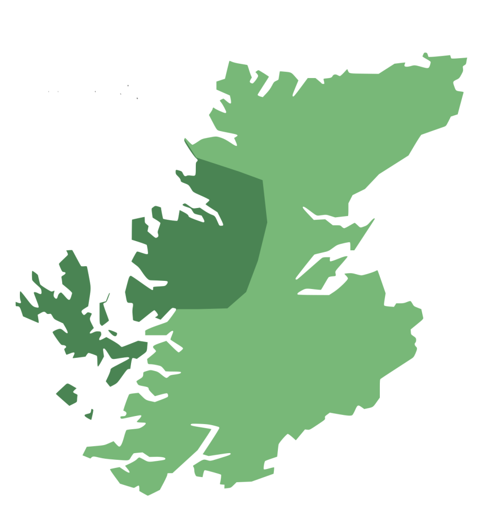 Map showing Wester Ross and Skye in the highlands